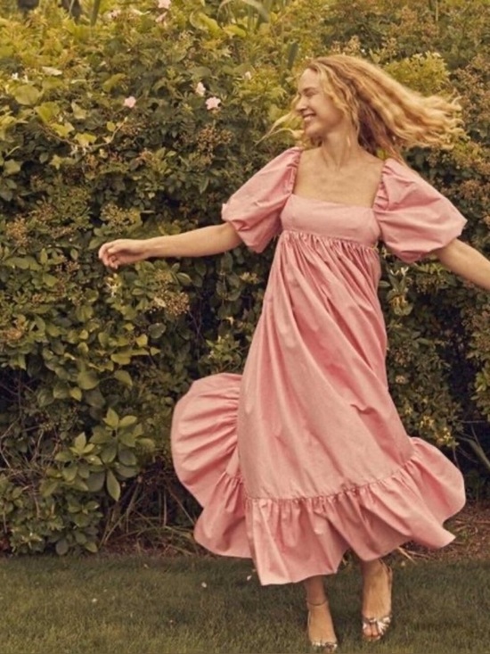 Doen Dresses & Skirts - Doen Rose-Pink Puff-Sleeve Maxi Dress